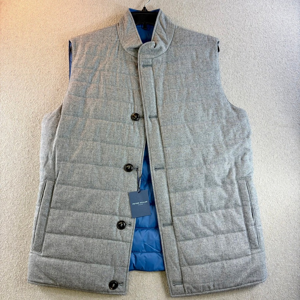 NWT Peter Millar Collection Mens M Blue Quilted Vest Reversible FLAWED READ DESC - Picture 6 of 16